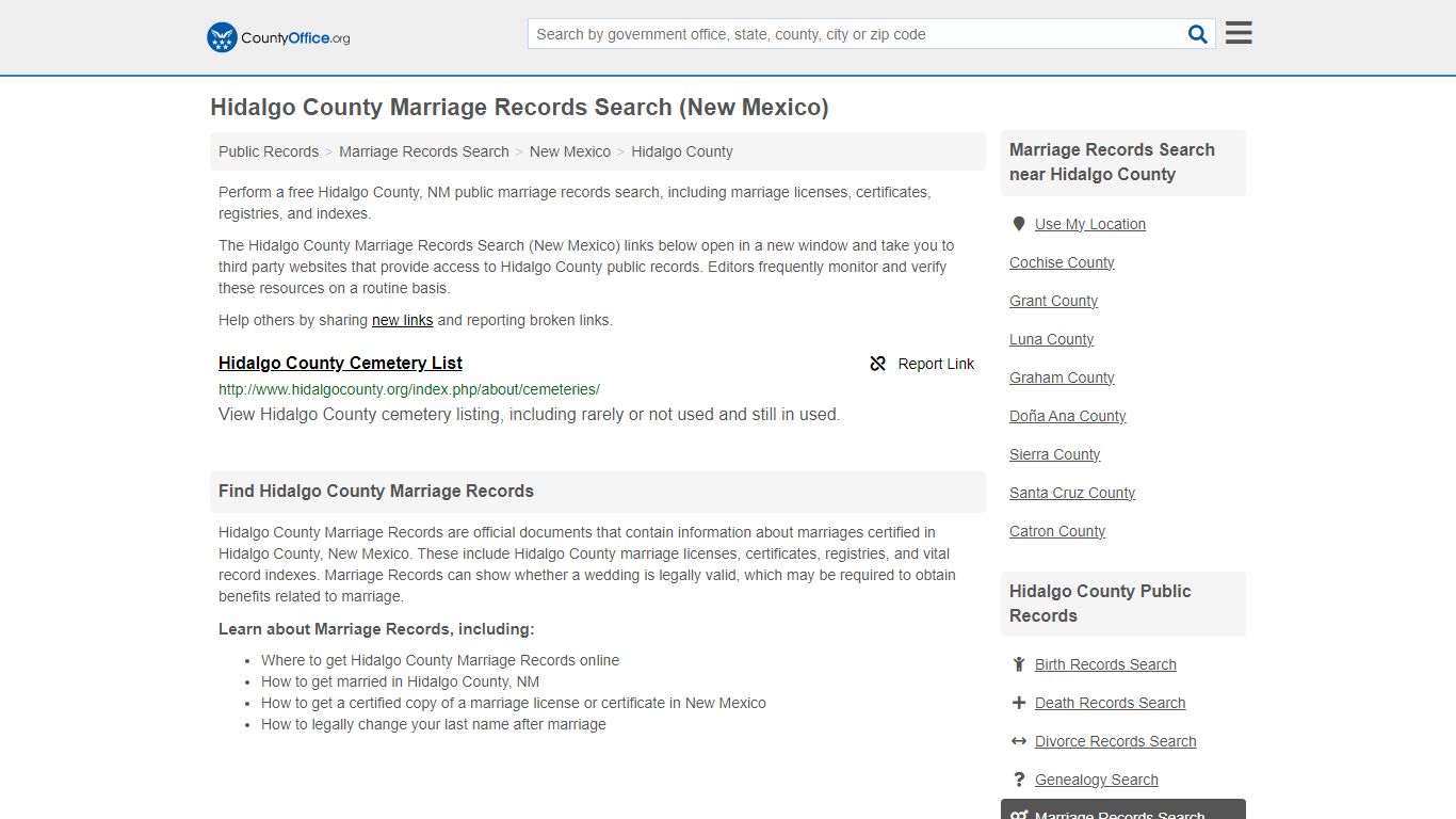 Hidalgo County Marriage Records Search (New Mexico) - County Office